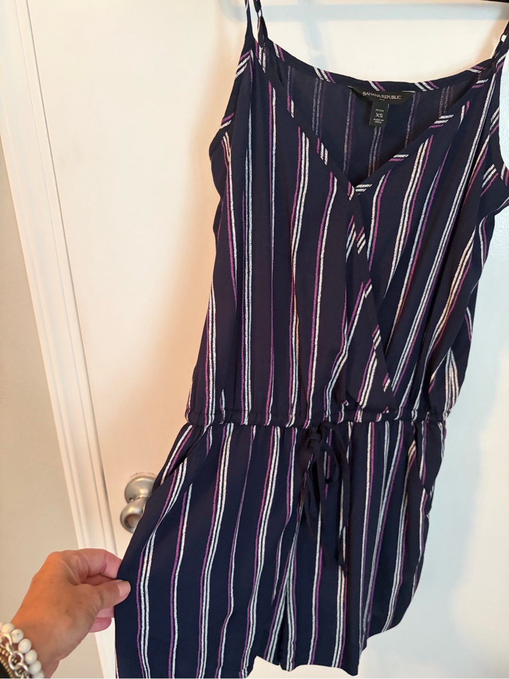 Banana Republic Navy Striped Spaghetti-Strap Romper